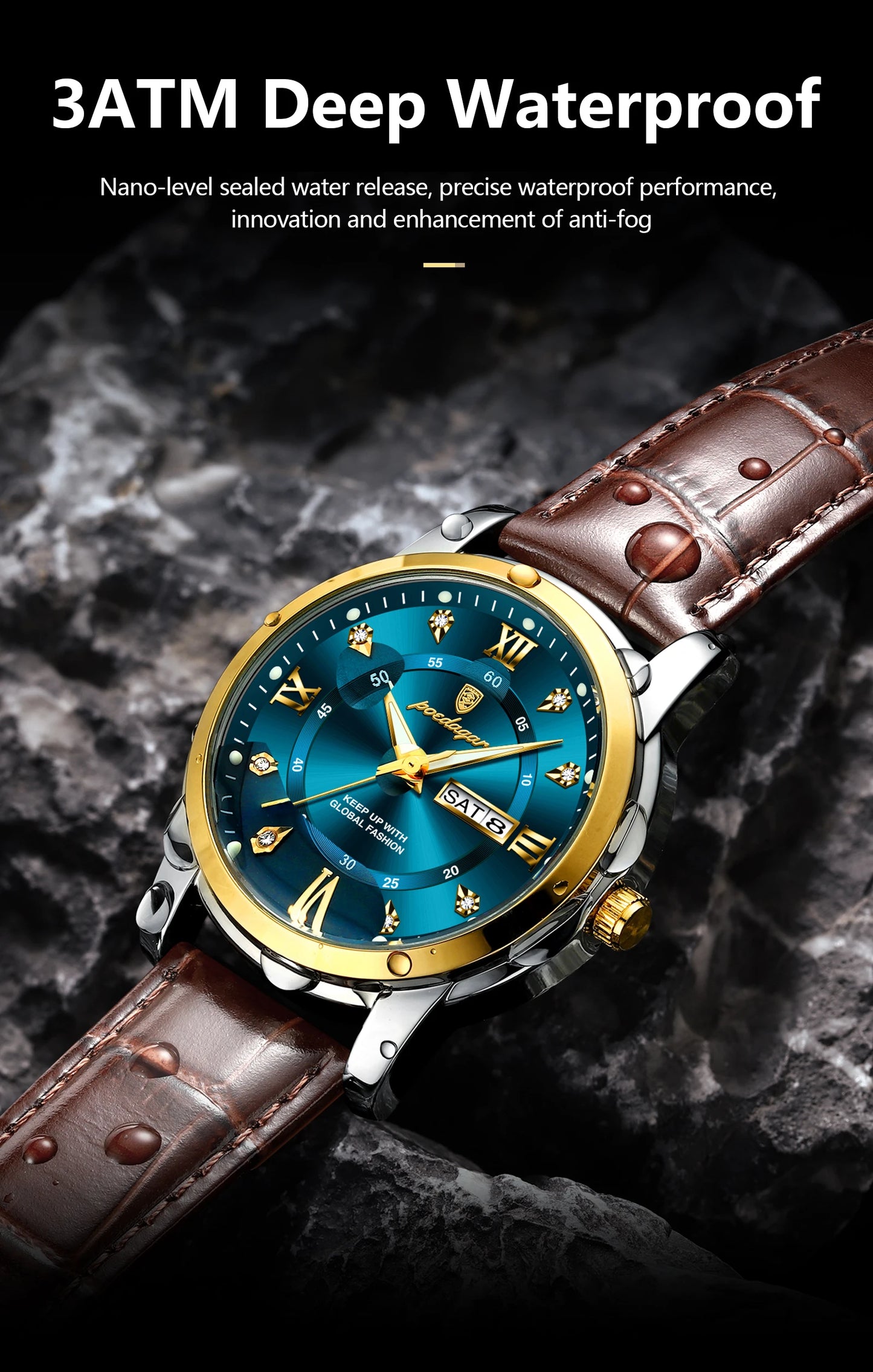 Men’s Wristwatch – Waterproof Luminous Date & Week Leather Watch for Sports, Quartz Men’s Clock ⌚🌊