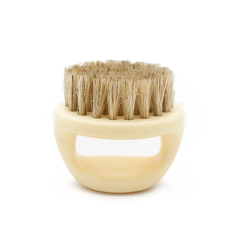 Men’s Beard Ring Brush | Portable Horse Bristle Shaving Brush 🧔