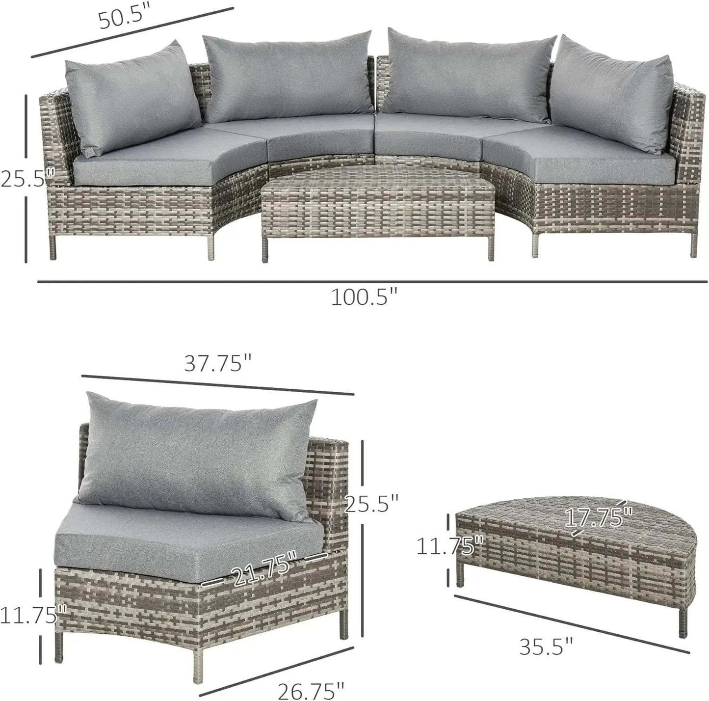 5-Piece Outdoor Sectional Sofa 🌿 | Half-Moon PE Rattan with Cushions,Create the perfect outdoor oasis with this 5-Piece Outdoor Sectional Sofa 🌿, featuring a sleek half-moon design made from durable PE rattan wicker and steel. Ideal Shop All I WantShop All I Want5-Piece Outdoor Sectional Sofa 🌿