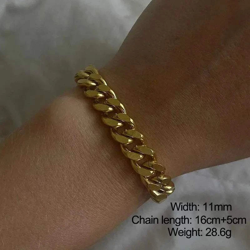 Shop All I Want 11mm Cuban Chain SHOP ALL I WANT Minimalist Gold Men Bracelet