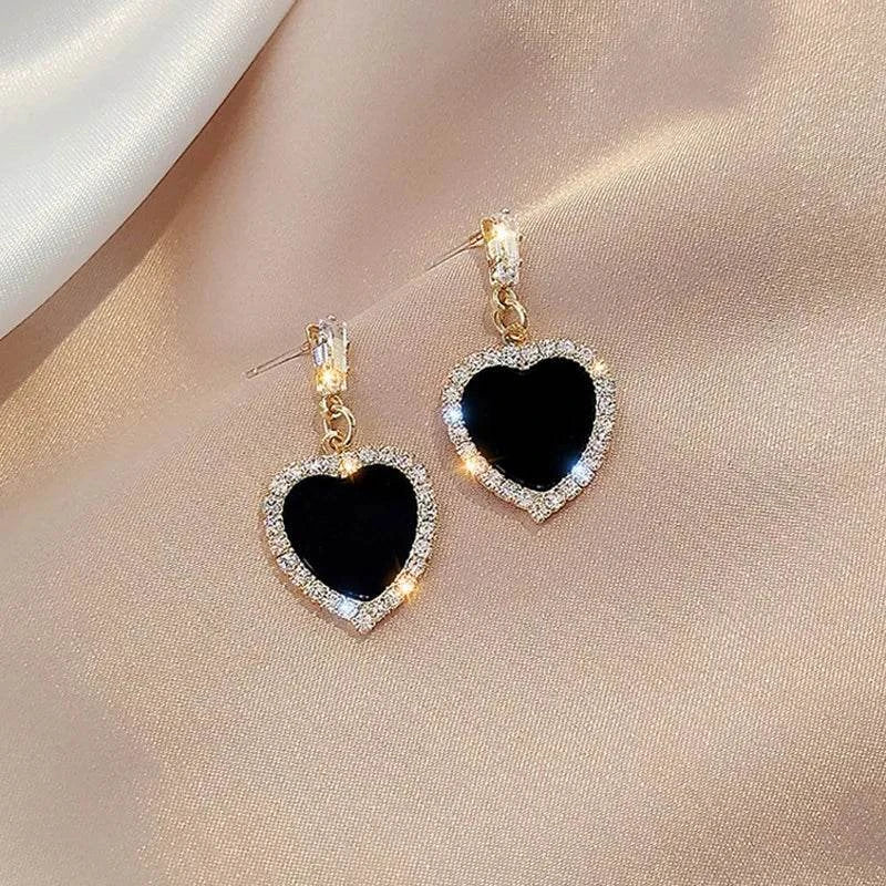 Shop All I Want e307aixin SHOP ALL I WANT Hot Korean Black Rhinestone Earrings ⚫💎 #FashionVersatility