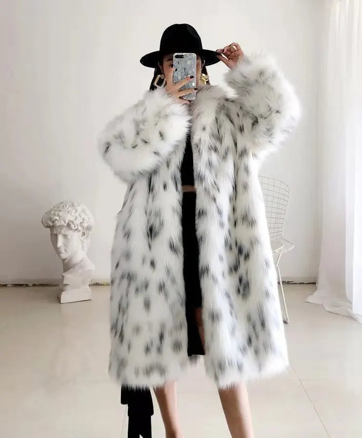 Plus Size Faux Fox Fur Coat – Mid-Length Casual Loose Cardigan for Women ❄️✨