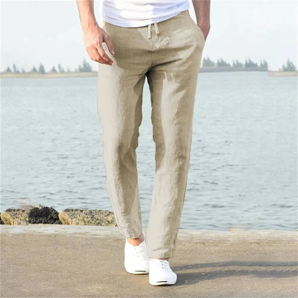 Shop All I Want light khaki / US S 50-60 KG SHOP ALL I WANT Men's Cotten Linen Pants 🌿👖