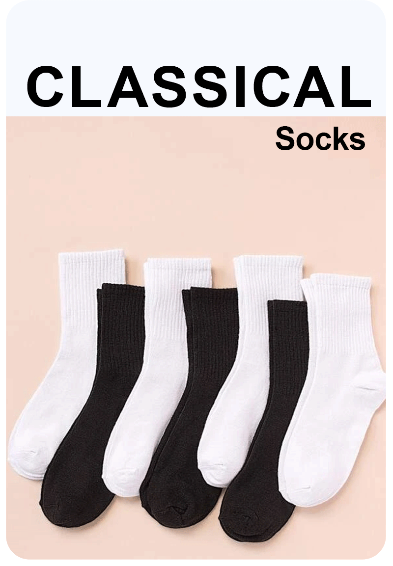 Shop All I Want SHOP ALL I WANT 🧦 7 Pairs Mid-Length Socks – Classic Black & White, Fashionable & Breathable for Women’s Casual & Sports 🌟