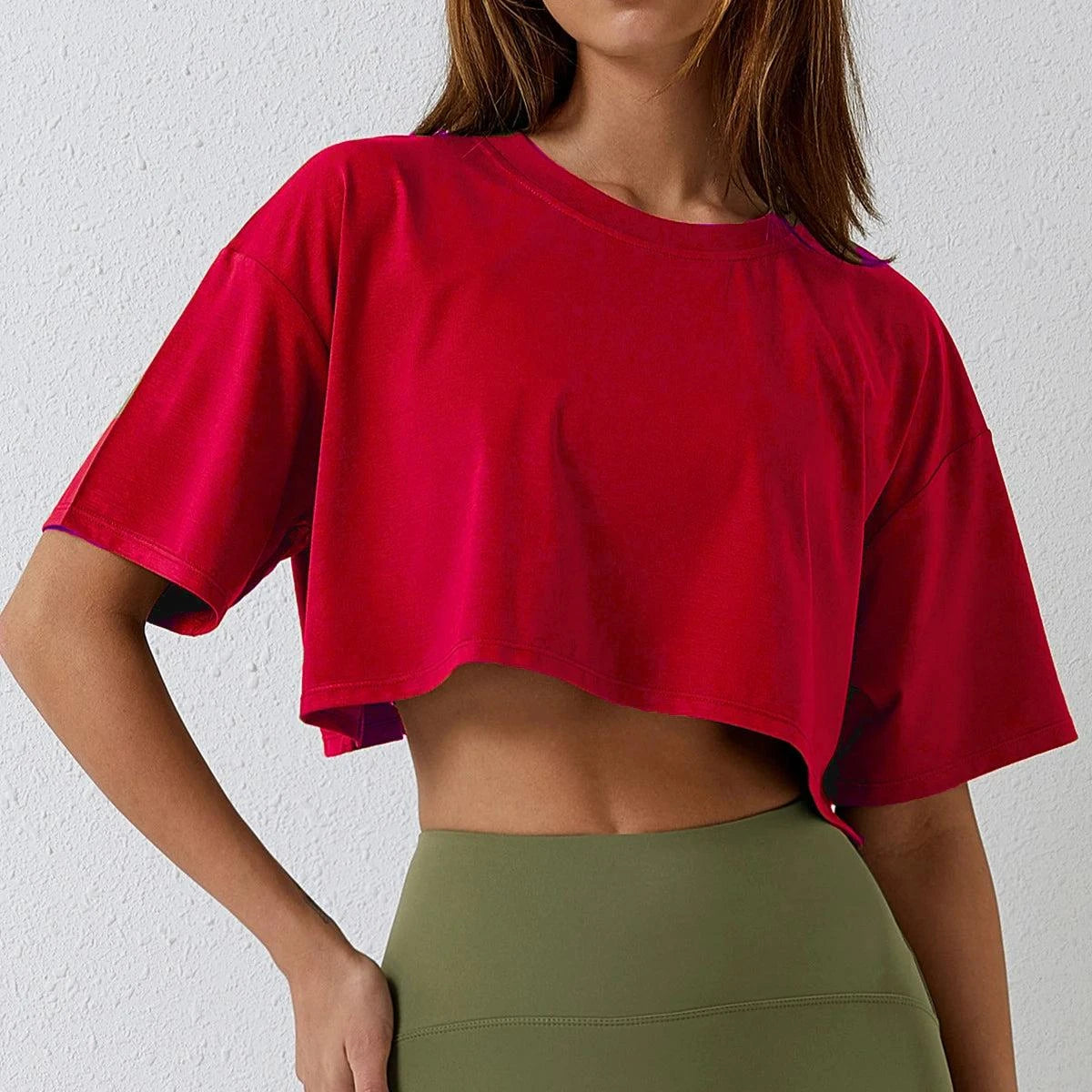 Shop All I Want Red / M SHOP ALL I WANT Yoga Fitness Crop Top