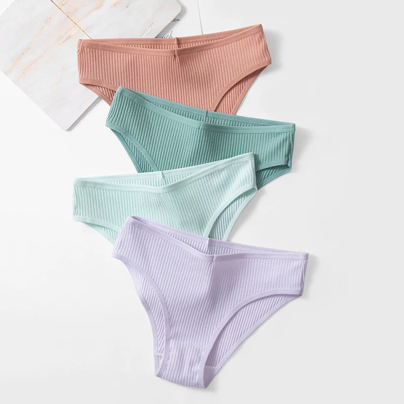 10PCS Women’s Panties Set | Sexy Breathable Cotton Striped Briefs 🌸