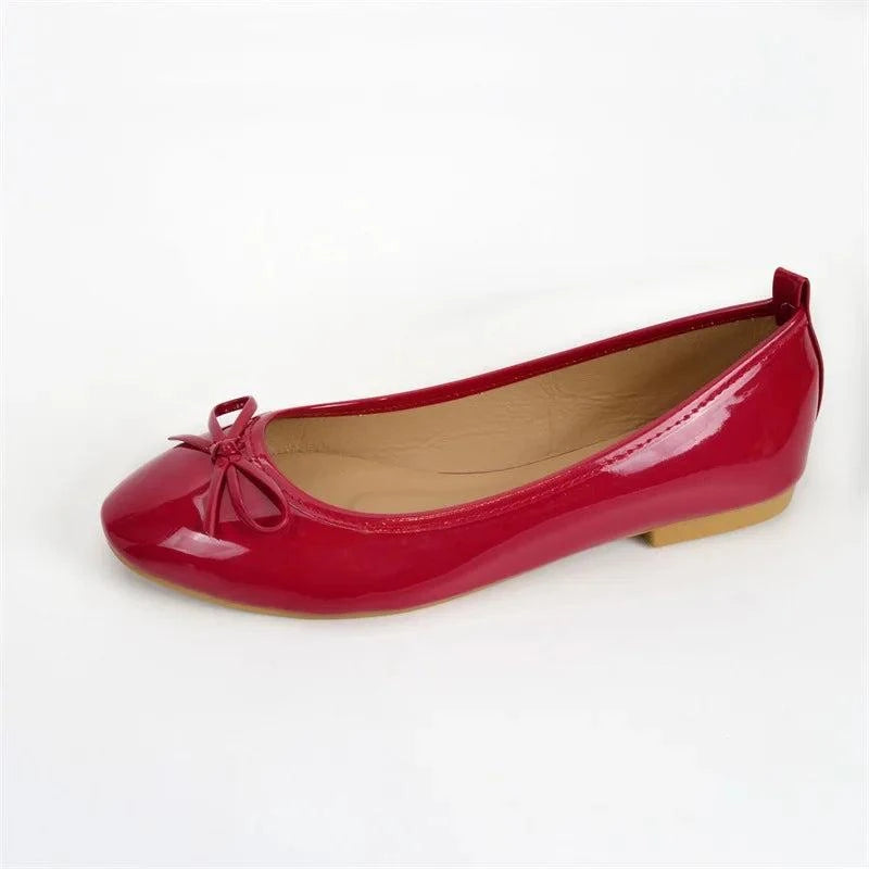 Shop All I Want Red / 35 SHOP ALL I WANT Round Toe Bowtie Ballerinas