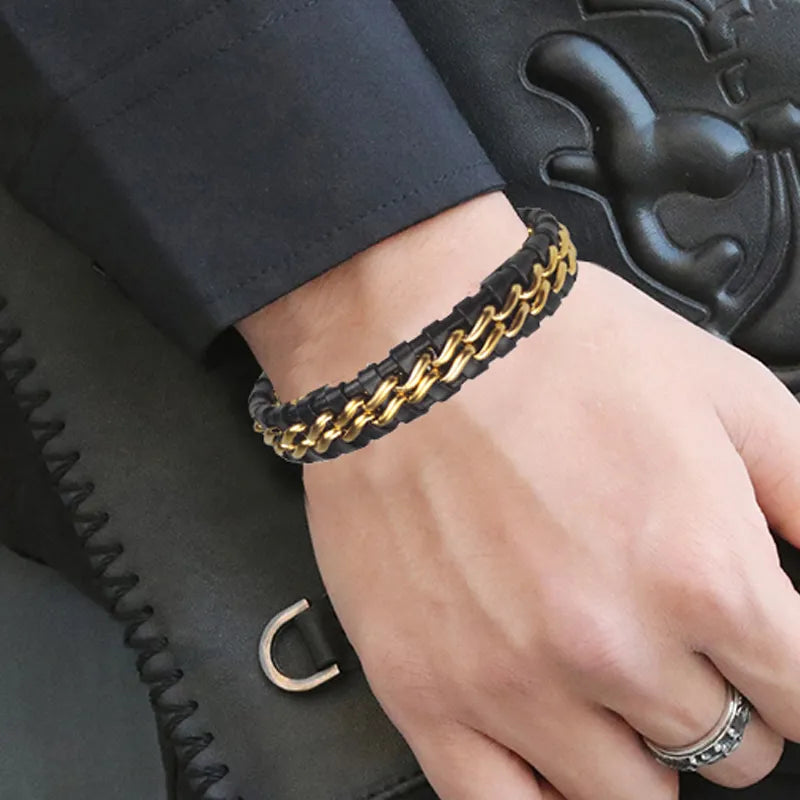 Shop All I Want SHOP ALL I WANT Genuine Leather Chain Bracelet for Men 🎁🧔