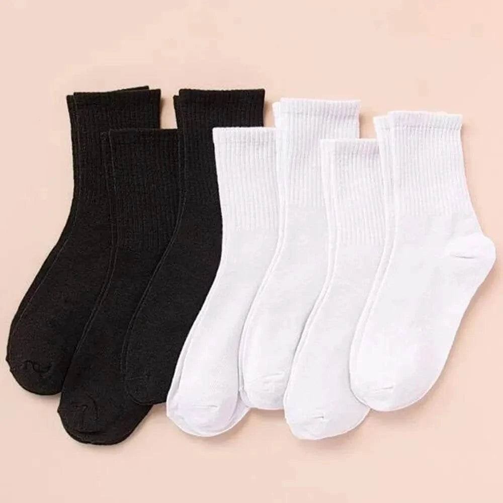 Shop All I Want Single code / WZ-106 SHOP ALL I WANT 🧦 7 Pairs Mid-Length Socks – Classic Black & White, Fashionable & Breathable for Women’s Casual & Sports 🌟