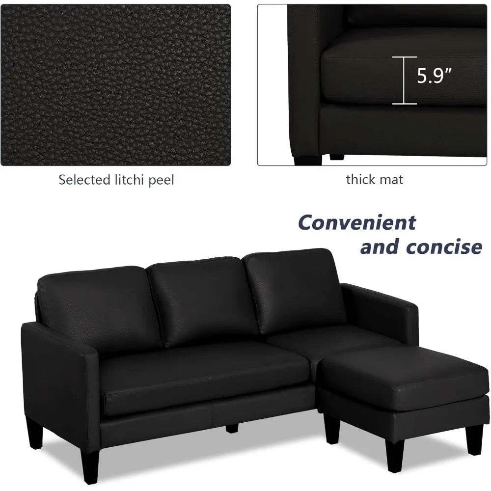 Convertible Faux Leather Sectional Sofa with Reversible Chaise - 3-SeaTransform your living space with this stylish Convertible Faux Leather Sectional Sofa, featuring a reversible chaise for versatile comfort and layout. Ideal for smalShop All I WantShop All I WantConvertible Faux Leather Sectional Sofa