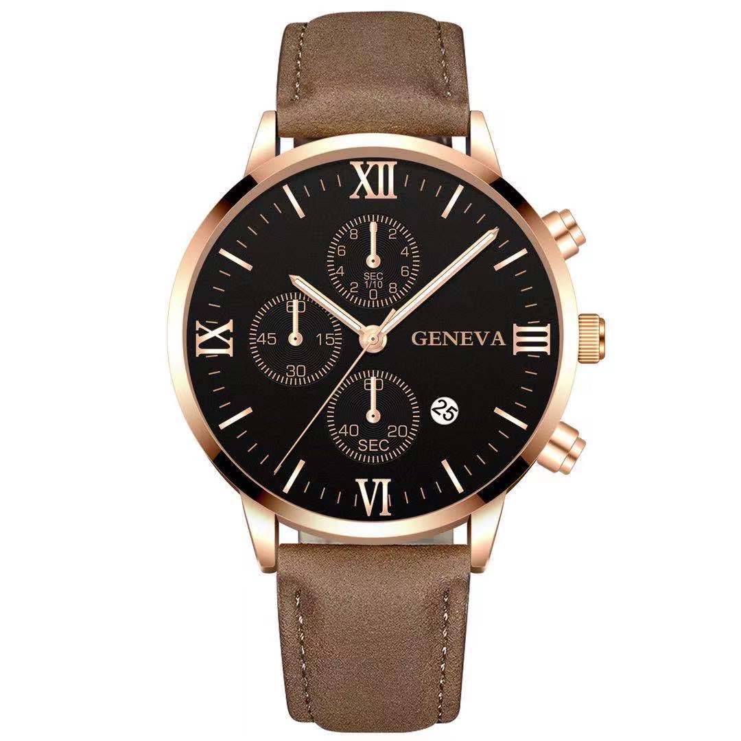 Men’s Black Quartz Watch | Fashion Round Roman Dial Sports Watch ⌚