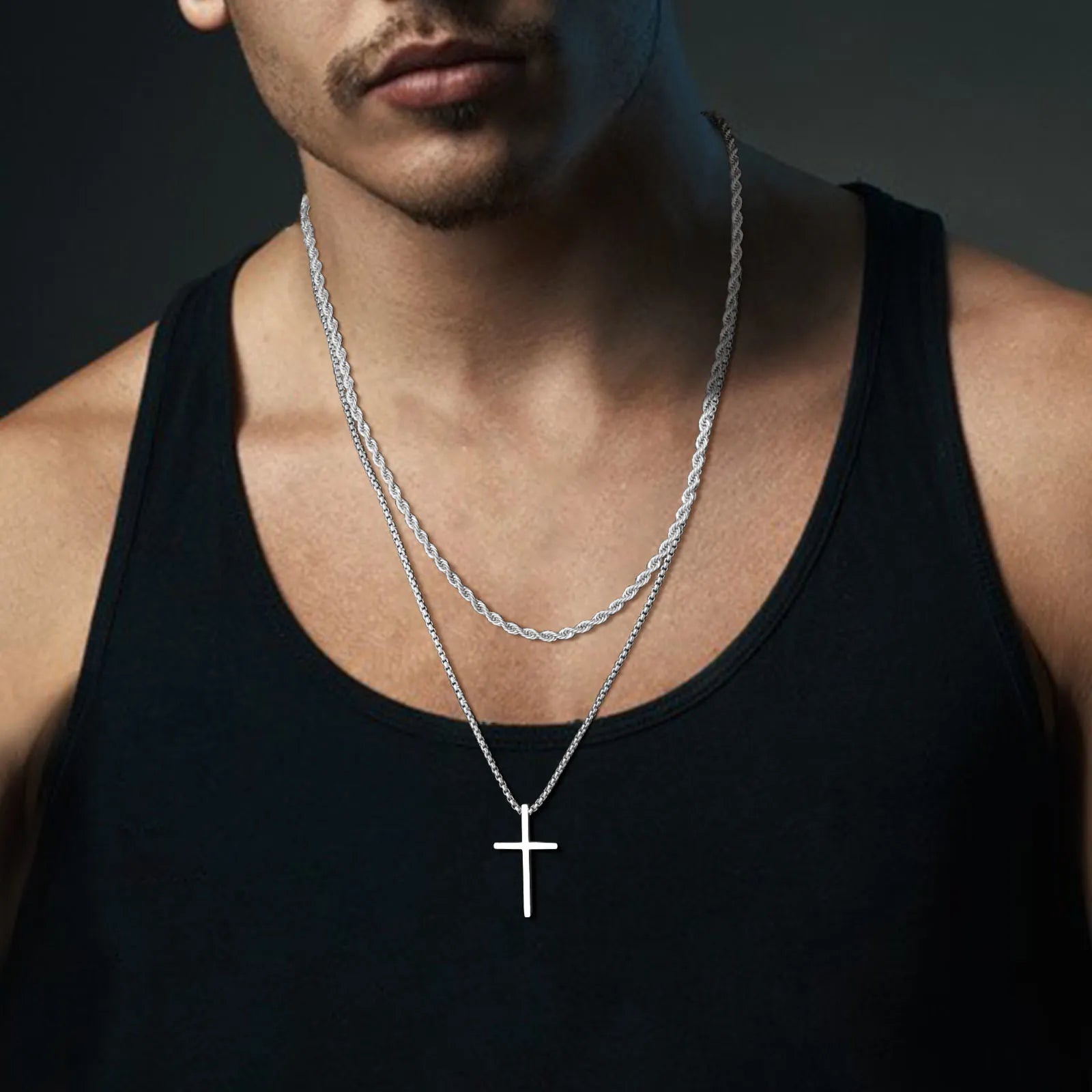 Shop All I Want SHOP ALL I WANT Layered Cross Pendant Necklace for Men ✝️🔗