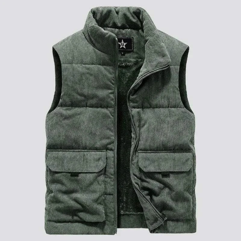 Shop All I Want Green / S SHOP ALL I WANT Cotton-Padded Sleeveless Workwear Vest