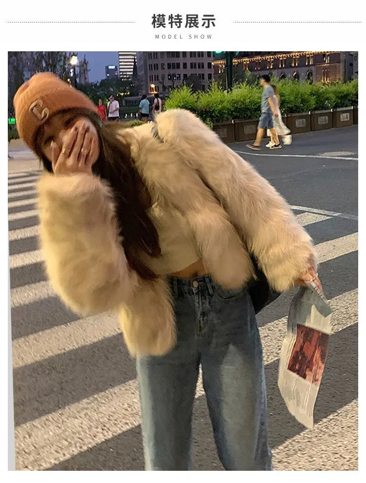 Women’s Faux Fur Coat 2024 – Casual Imitation Fox Fur Jacket for Winter 🍂✨