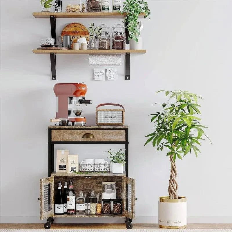 3-Tier Coffee Bar Cabinet on Wheels - Movable Farmhouse Coffee StationElevate your living space with this 3-Tier Coffee Bar Cabinet on Wheels, Size: 13.77" x 23.22" x 28.34", a perfect addition to your modern home design ideas. This moShop All I WantShop All I Want3-Tier Coffee Bar Cabinet