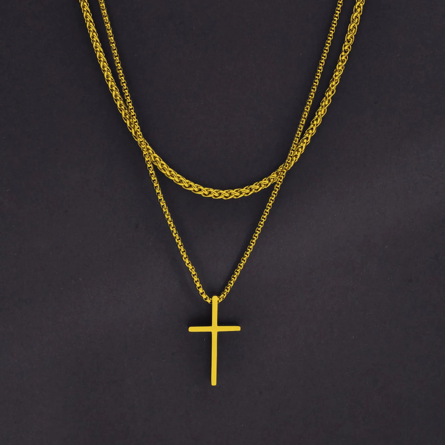 Shop All I Want NC-1035G NC-104-50G SHOP ALL I WANT Layered Cross Pendant Necklace for Men ✝️🔗