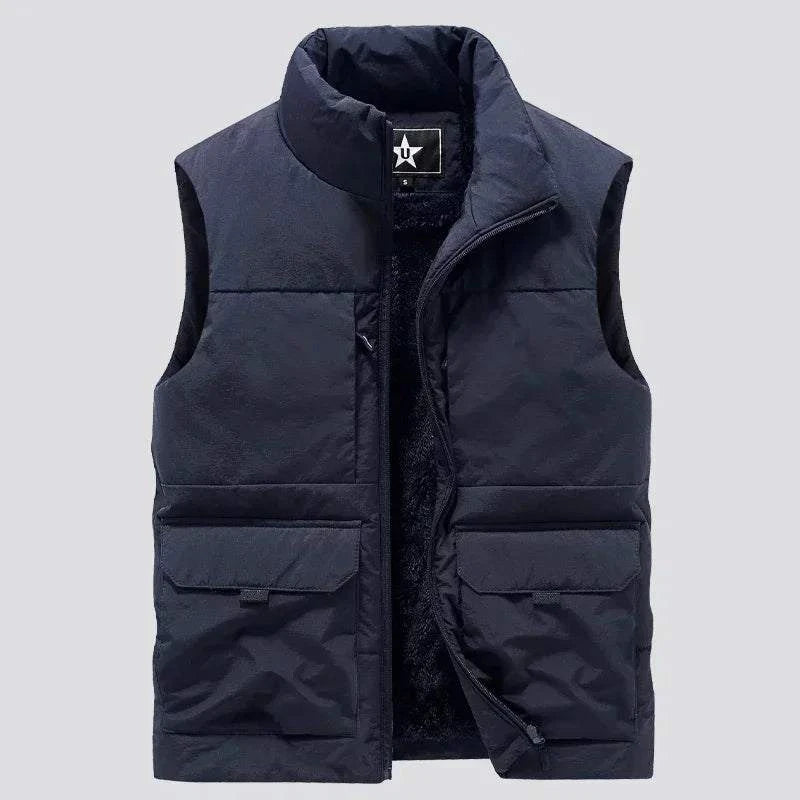 Shop All I Want Drak Blue / S SHOP ALL I WANT Cotton-Padded Sleeveless Workwear Vest