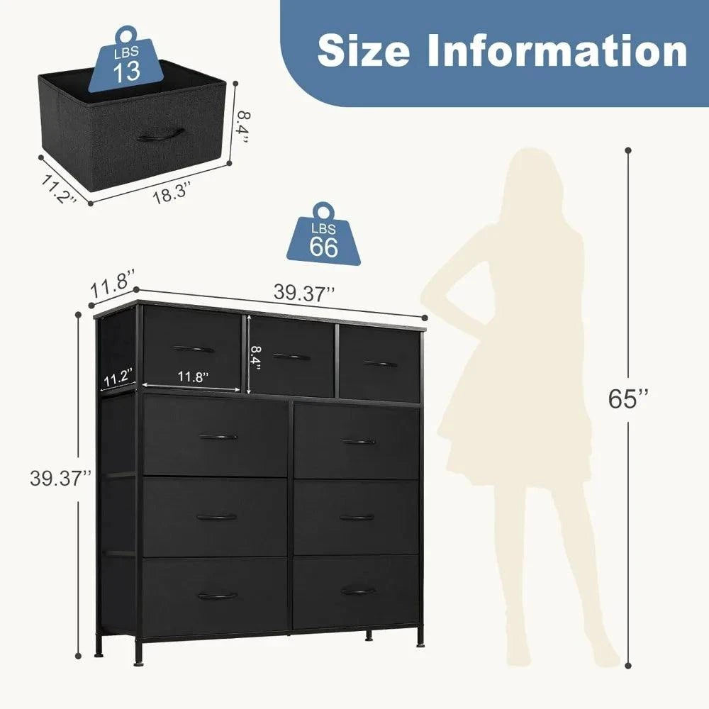 9-Drawer Fabric Dresser for Bedroom | Metal Frame & Wood Top Storage TMaximize your bedroom storage with this sleek 9-Drawer Fabric Dresser. Featuring a metal frame and wood top, this stylish dresser offers ample storage for your clothShop All I WantShop All I Want9-Drawer Fabric Dresser