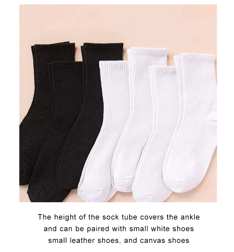 Shop All I Want SHOP ALL I WANT 🧦 7 Pairs Mid-Length Socks – Classic Black & White, Fashionable & Breathable for Women’s Casual & Sports 🌟