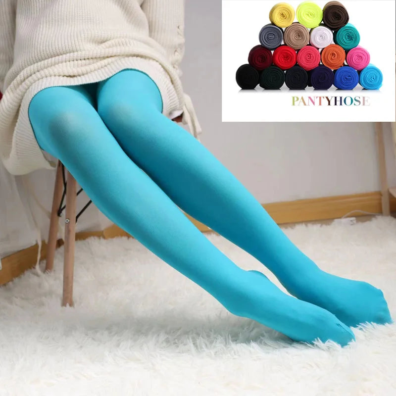 Candy Color Sexy Tights for Women – Plus Size High Elasticity Pantyhose for Beautiful Legs, Non-Transparent Design 🌈✨