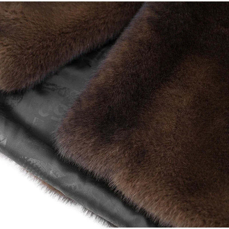 Women’s Dark Brown Faux Fur Overcoat: Plush & Warm Trench! ❄️🧥