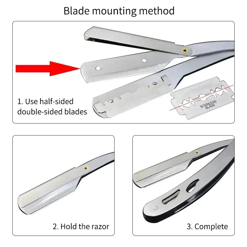 Professional Manual Shaver | Straight Edge Stainless Steel Barber Razor 🪒