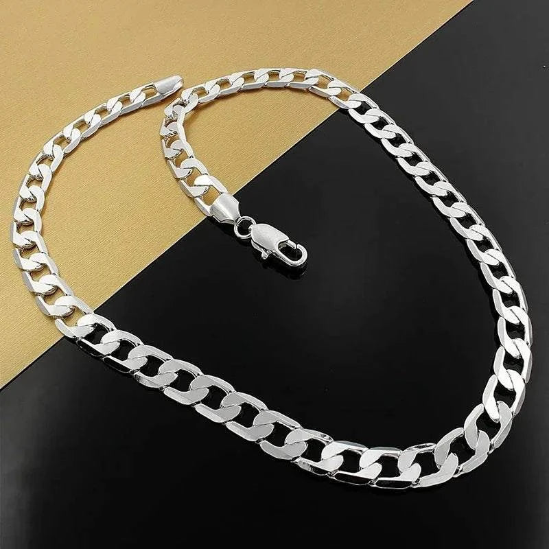 ✨ 925 Sterling Silver Necklace – Classic 6mm Chain, 16-24 Inches, Luxury Jewelry for Men & Women 🎁 - Shop All I Want