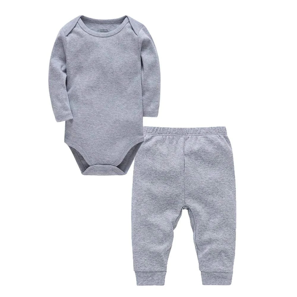 Shop All I Want TZ03 / 12M SHOP ALL I WANT 👶 Muslin Baby Clothing Set – 2 Pieces Romper & Pants, Black, Grey, White, Newborn Jumpsuit Gift 🌟