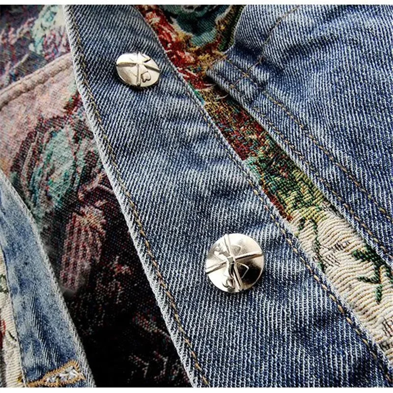 Short Denim Jacket for Women | Loose Patchwork Vintage Coat 🌼