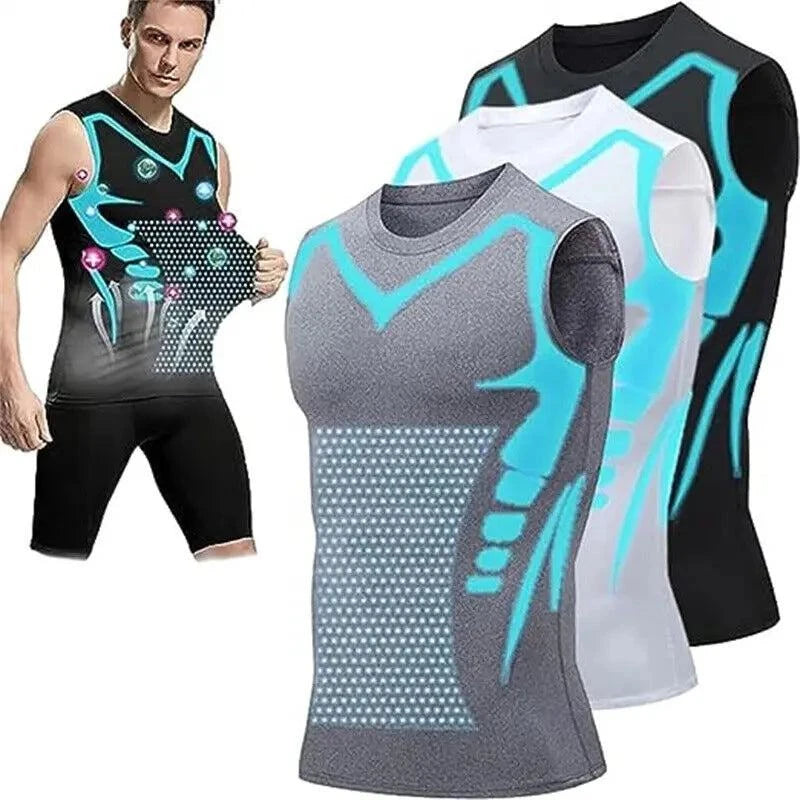 Shop All I Want Shop All I Want 💪 Men’s Ionic Shaping Vest – Ice-Silk Slimming, Compression Tank Top, Tummy Control & Quick-Dry Fitness Shirt 🌟