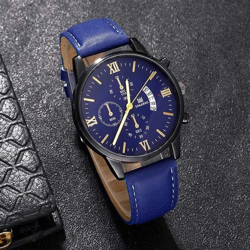 Shop All I Want Shop All I Want 🕶️ 4pcs Men's Watch Set – Fashion Leather Band, Calendar & Military Sport Quartz Watches 🎁