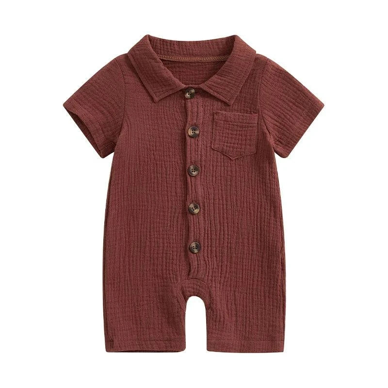 Shop All I Want Brown / 74 Shop All I Want 👶 Baby Boy Summer Romper – Cool, Comfy, & Easy Dressing ☀️