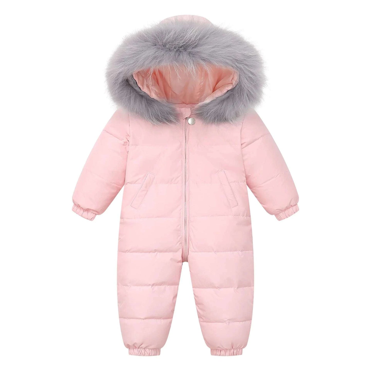 Shop All I Want Shop All I Want ❄️ RAISE Winter Baby Down Jumpsuit – Real Raccoon Fur Hood, Snowsuit for Toddler Boys & Girls, Infant Overalls 🌟