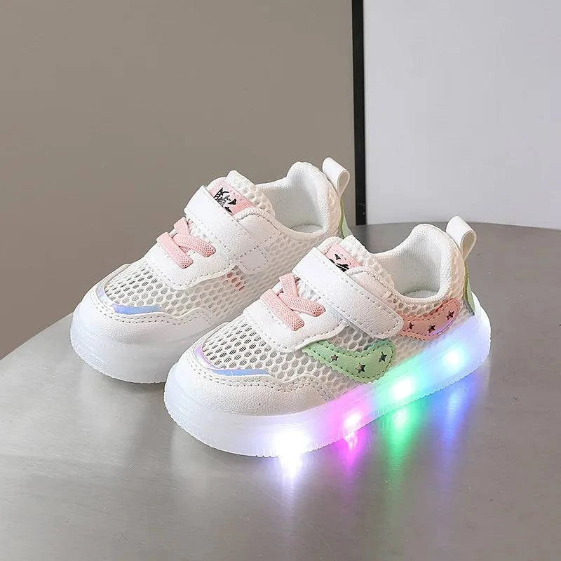 Shop All I Want pink mesh / 18(13cm) Shop All I Want 🌈 Bright & Breezy: Lighted Sneakers for Active Kids!