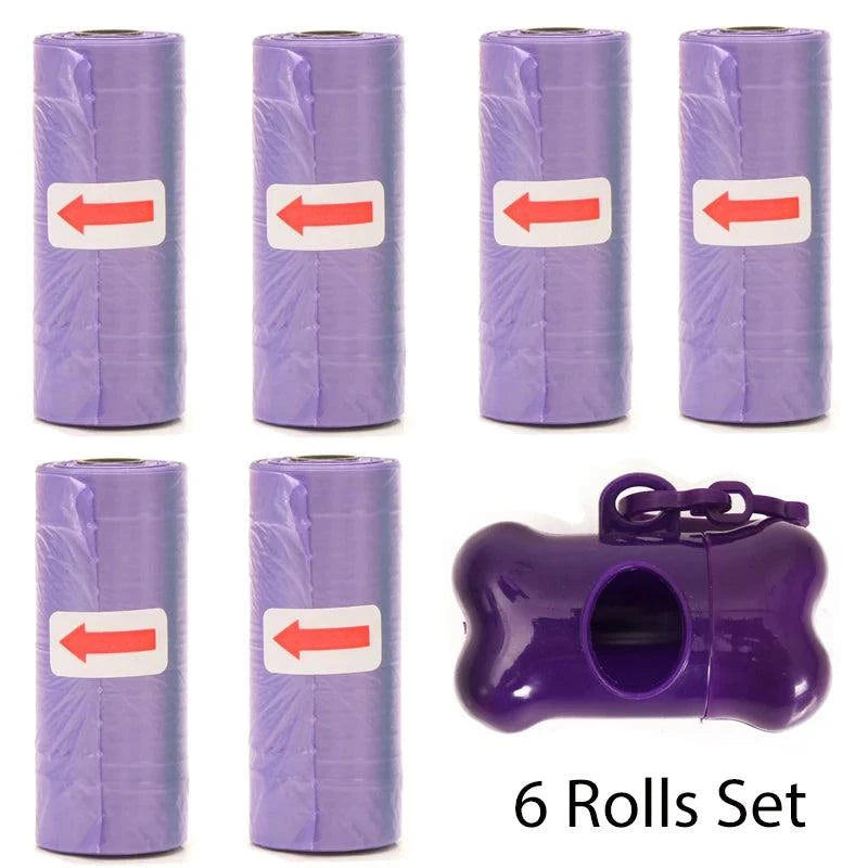 Shop All I Want Purple 6Rolls Set SHOP ALL I WANT Convenient Cleanup: Pet poop bags for a mess-free and eco-friendly pet waste solution! 🐾♻️