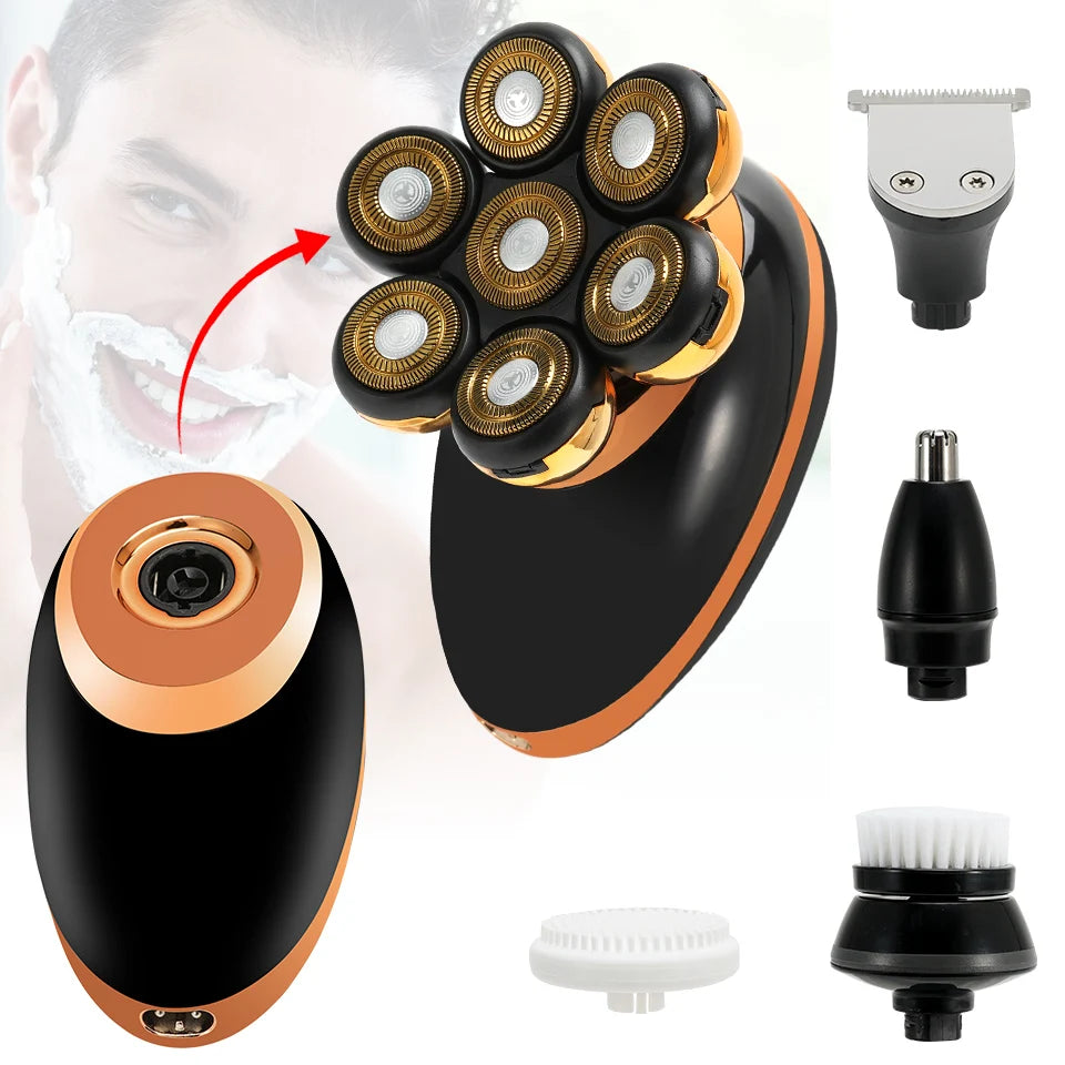 Men's 7D Floating Electric Shaver – Wet/Dry Rechargeable Razor with Bald Head Trimmer & LCD Display ⚡️🪒