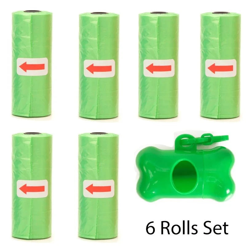 Shop All I Want Green 6Rolls Set SHOP ALL I WANT Convenient Cleanup: Pet poop bags for a mess-free and eco-friendly pet waste solution! 🐾♻️