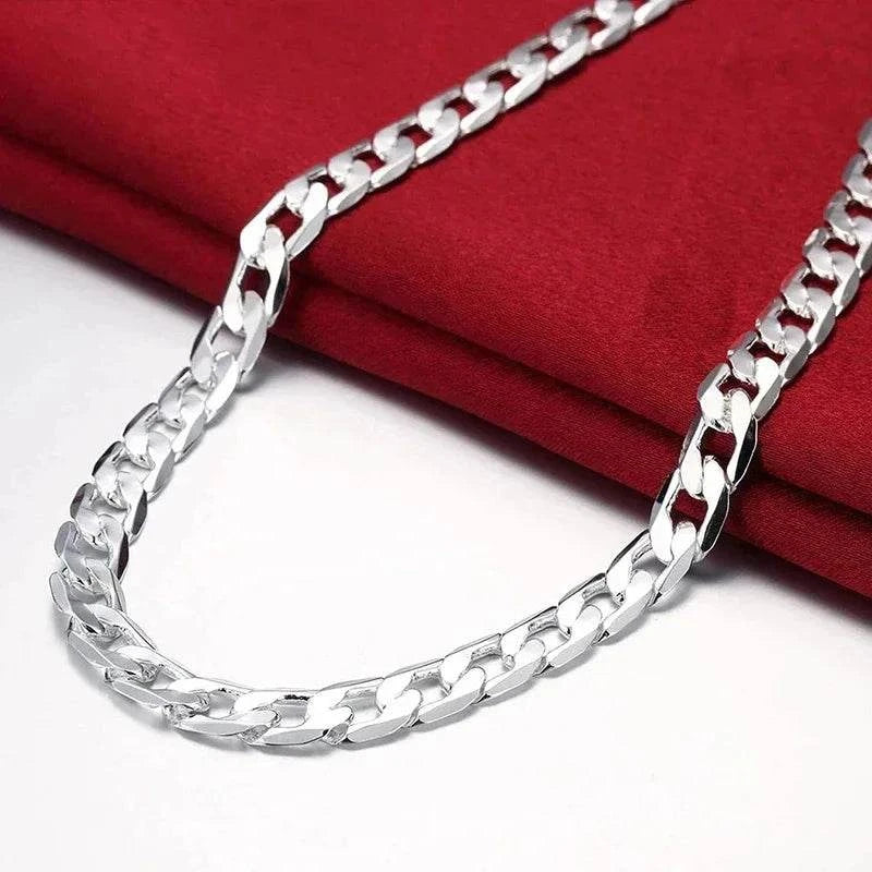 ✨ 925 Sterling Silver Necklace – Classic 6mm Chain, 16-24 Inches, Luxury Jewelry for Men & Women 🎁 - Shop All I Want