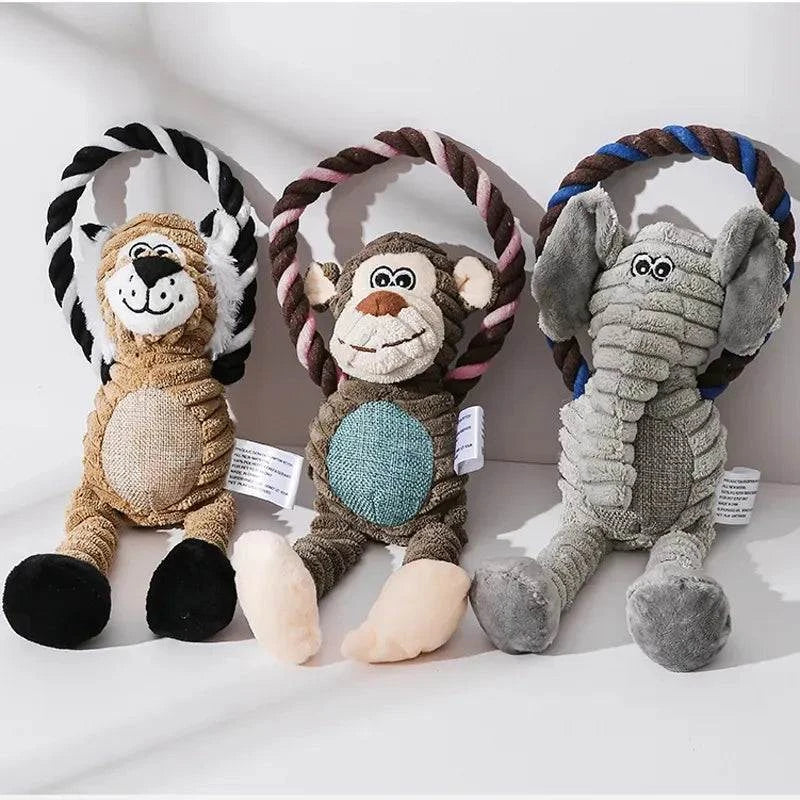 Shop All I Want SHOP ALL I WANT Squeaky Plush Dog Toys 🐾🦁🐘🐒