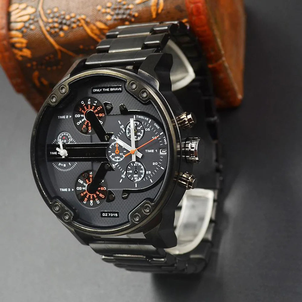 Men's Sport Watch – Large Dial Stainless Steel Analog Quartz Watch for Casual & Business Wear ⌚💎