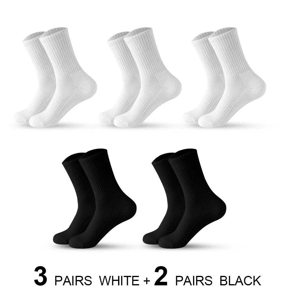 Shop All I Want 3 White 2 Black / EU 38-45 SHOP ALL I WANT 🧦 5 Pairs Men’s Cotton Socks – Soft, Breathable, New Style for All Seasons, Plus Size 🌞❄️