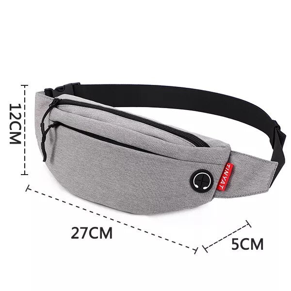 Shop All I Want T2003 Gray / China SHOP ALL I WANT Canvas Waist Bag with Multiple Pockets