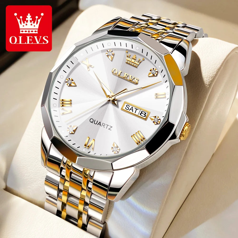 Waterproof Luminous Stainless Steel Wristwatch with Date & Week Display ⌚💎