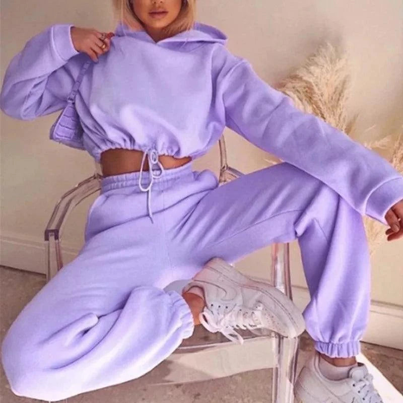 Shop All I Want PURPLE / S Shop All I Want Women's Two-Piece Sweatshirt Set 🧥👖 #CasualOutfits