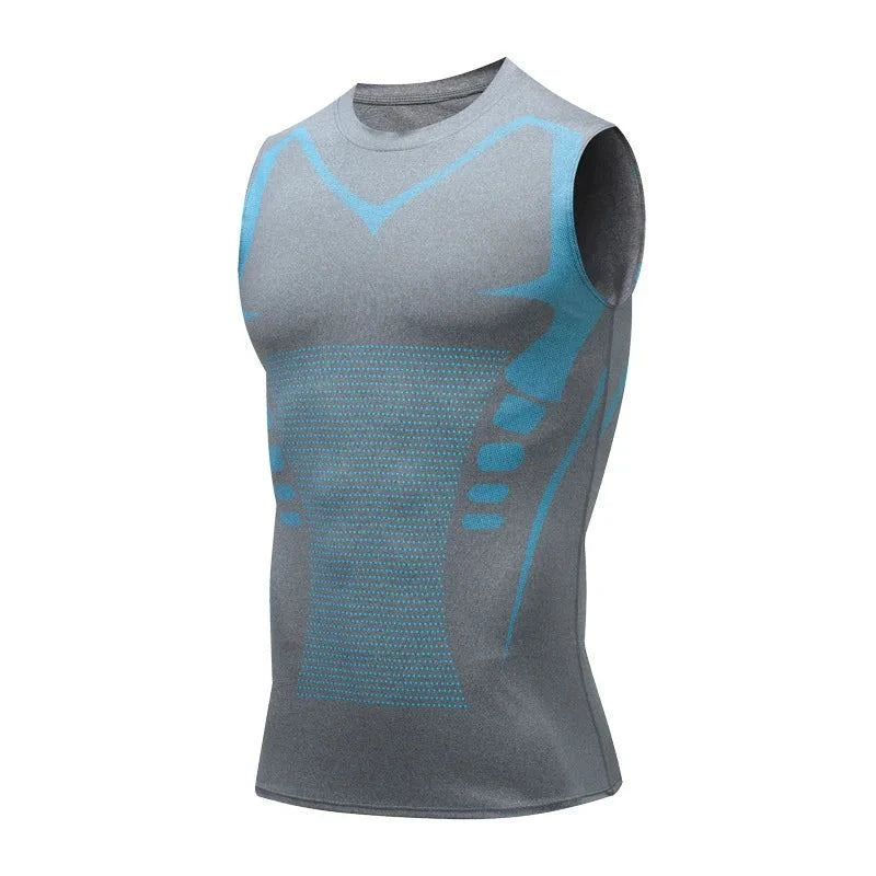 Shop All I Want Grey / M Shop All I Want 💪 Men’s Ionic Shaping Vest – Ice-Silk Slimming, Compression Tank Top, Tummy Control & Quick-Dry Fitness Shirt 🌟