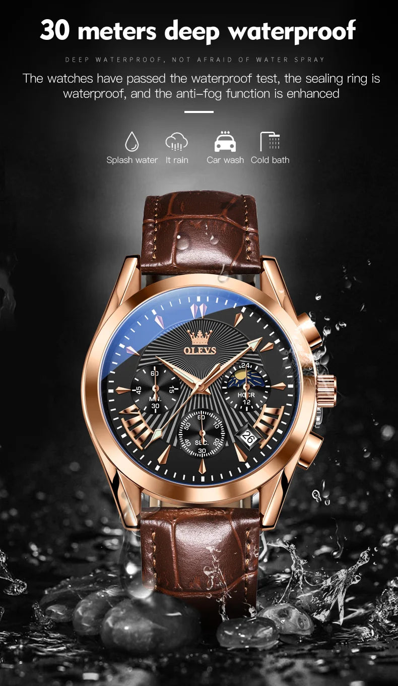 Luxury Brand Men's Watch – High-Quality Waterproof Quartz Watch with Fashion Leather Strap ⌚✨