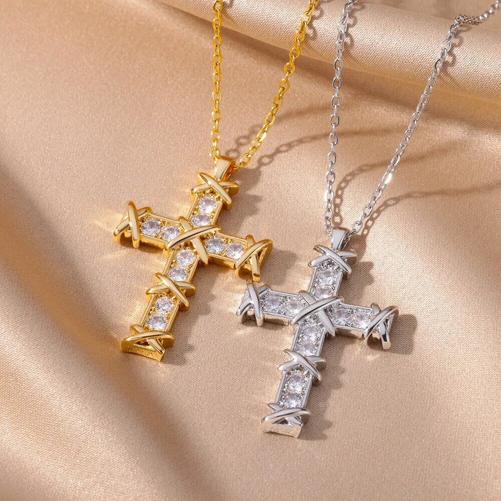 Shop All I Want SHOP ALL I WANT Gold-Plated Zircon Cross Necklace 🌟✝️