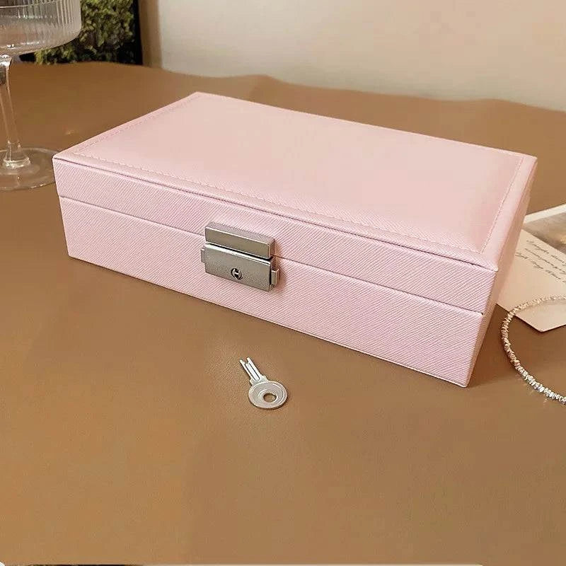 Shop All I Want pink AQ104-1 Shop All I Want 💎 Simple Lockable Jewelry Packaging – High-End Earrings Storage Box, Dustproof, Large Capacity, Travel & Display 🌟