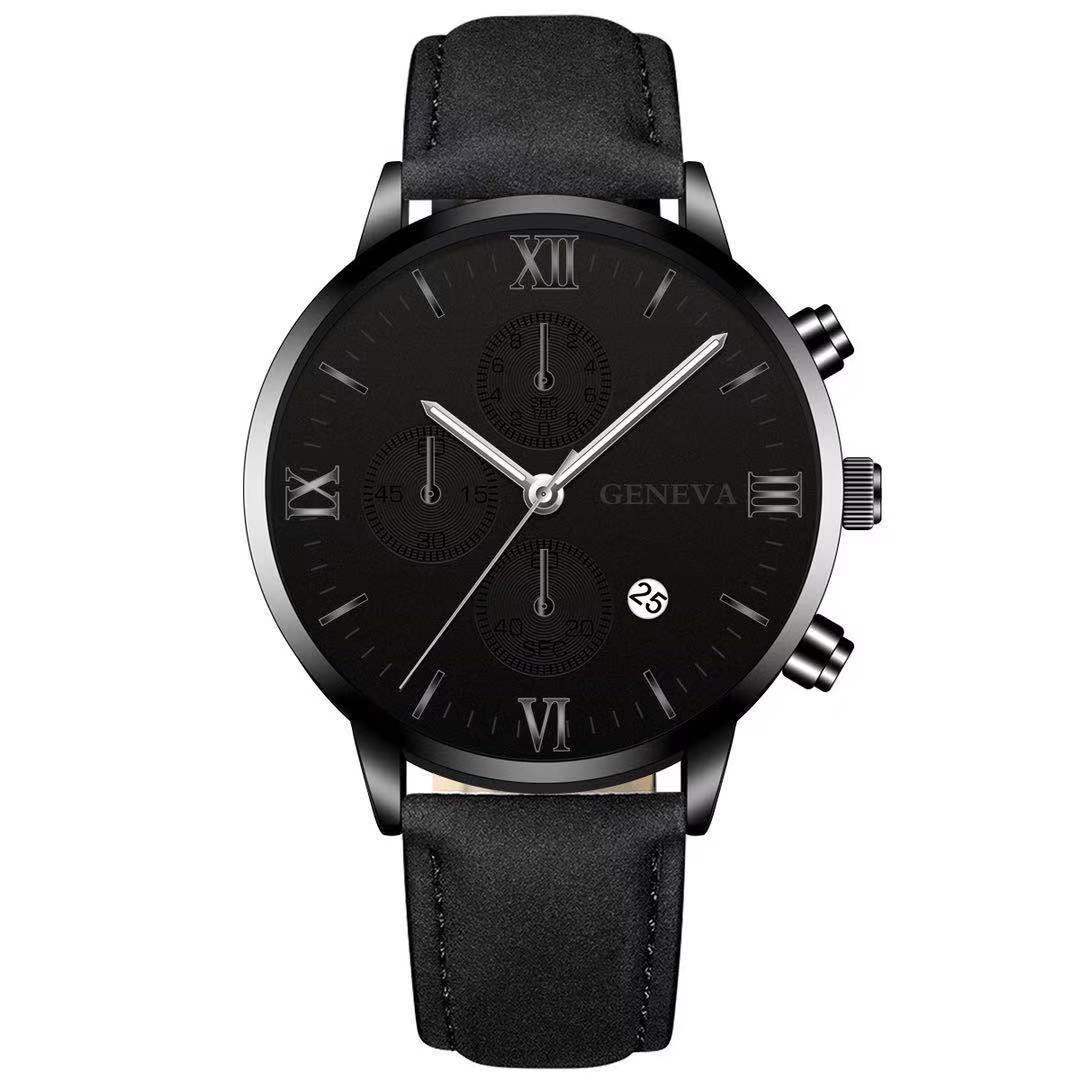 Men’s Black Quartz Watch | Fashion Round Roman Dial Sports Watch ⌚