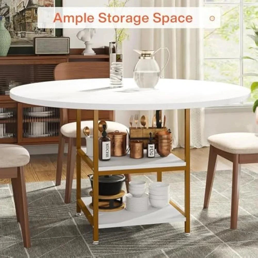 7" Round Dining Table Set for 4 | Kitchen Table with Storage Shelves ?ransform your dining area with this 7" Round Dining Table Set for 4 🍴, featuring a modern design with convenient storage shelves. This minimalist modern table set Shop All I WantShop All I Want7" Round Dining Table Set